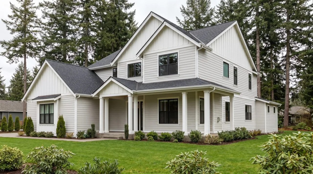 Modern farmhouse — fiber cement lap with board-and-batten gables