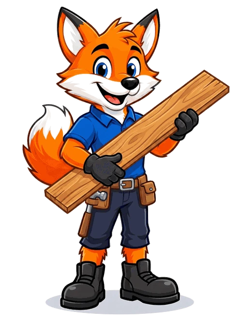 PrimeGuard fox holding a cedar wood plank