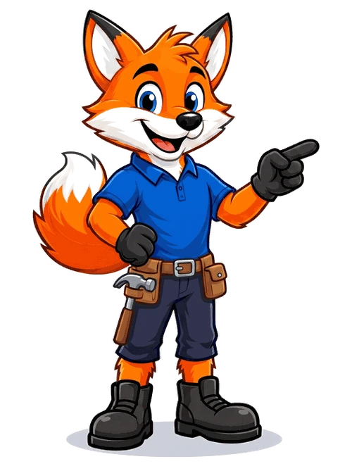 PrimeGuard fox mascot pointing to call out service details
