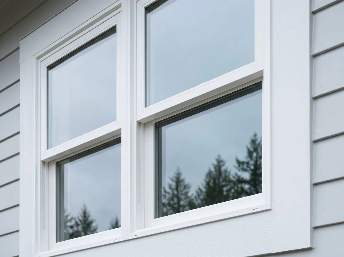 Vinyl double-hung window — close-up