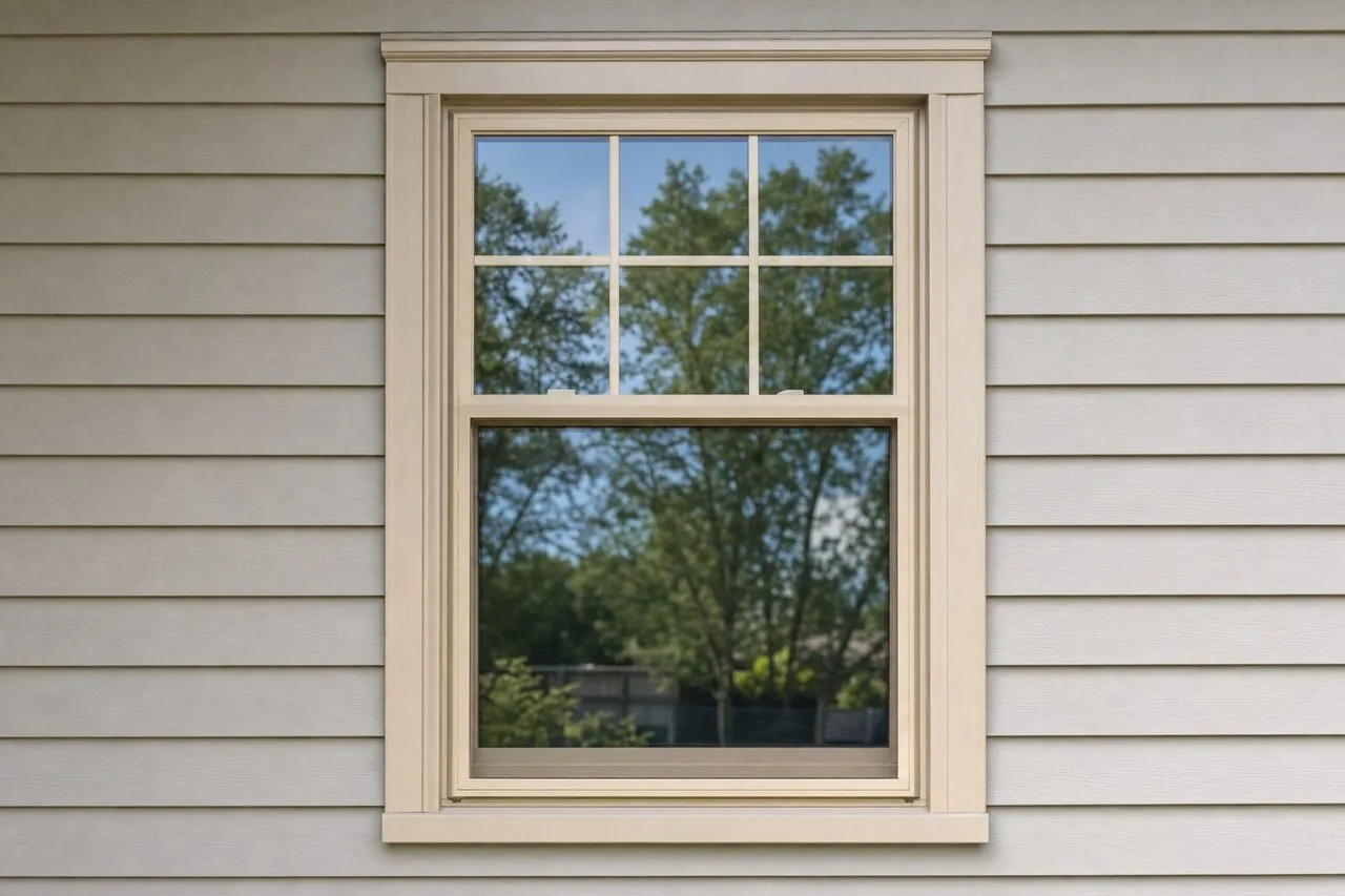 Upgraded energy-efficient vinyl window with Low-E glass